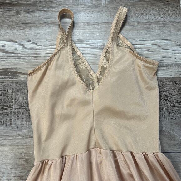 Vintage Haband Lace Slip Dress Nude Pink Midi Coquette Lingerie 40 Fit (Small) - Picture 5 of 6